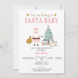 Santa Baby, Christmas Baby Girl Shower Invitation
