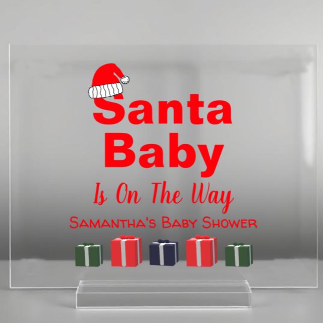 Santa Baby Christmas Baby Shower Acrylic Sign (Creator Uploaded)
