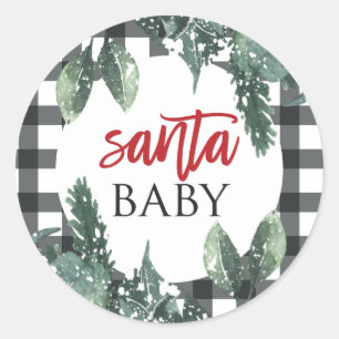 Santa Baby Christmas Baby Shower Classic Round Sticker