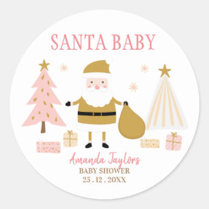 Santa Baby, Christmas Baby Shower Classic Round Sticker
