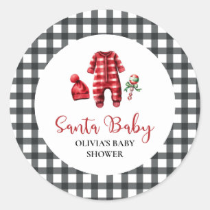 Santa Baby Christmas Baby Shower Classic Round Sticker