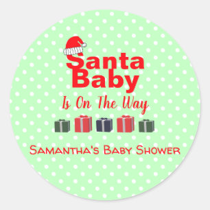 Santa Baby Christmas Baby Shower Classic Round Sticker