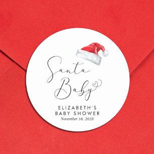 Santa Baby Christmas Baby Shower Classic Round Sticker