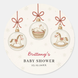 Santa Baby Christmas Baby Shower  Classic Round Sticker