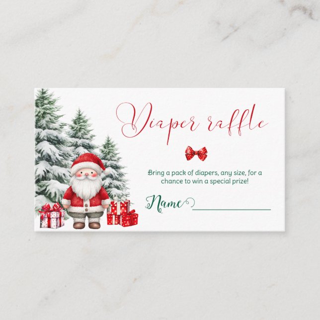 Santa Baby Christmas Baby Shower Diaper raffle Enclosure Card (Front)