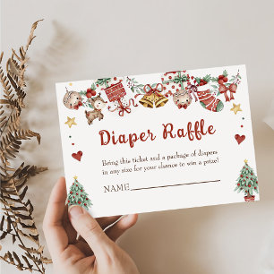 Santa Baby Christmas Baby Shower Diaper Raffle Enclosure Card