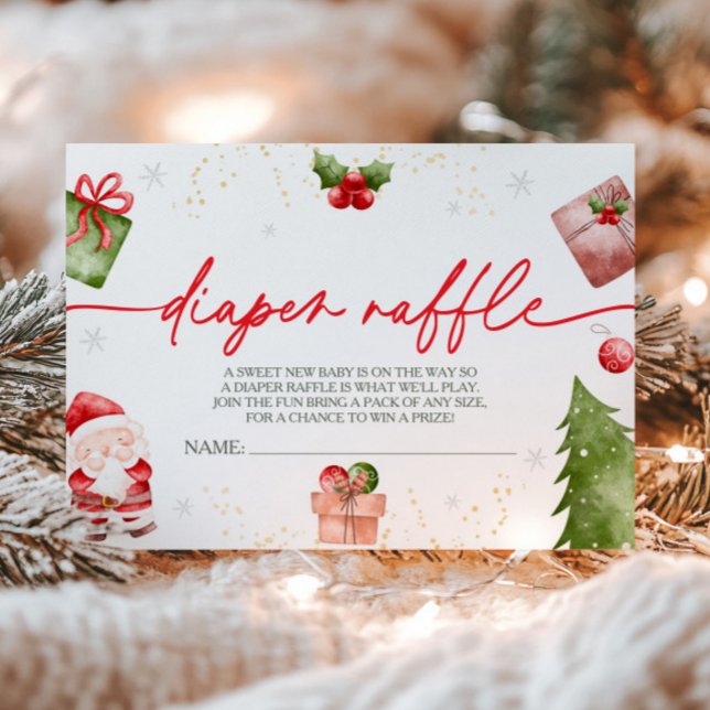Santa Baby Christmas Baby Shower  Diaper Raffle Enclosure Card (Creator Uploaded)