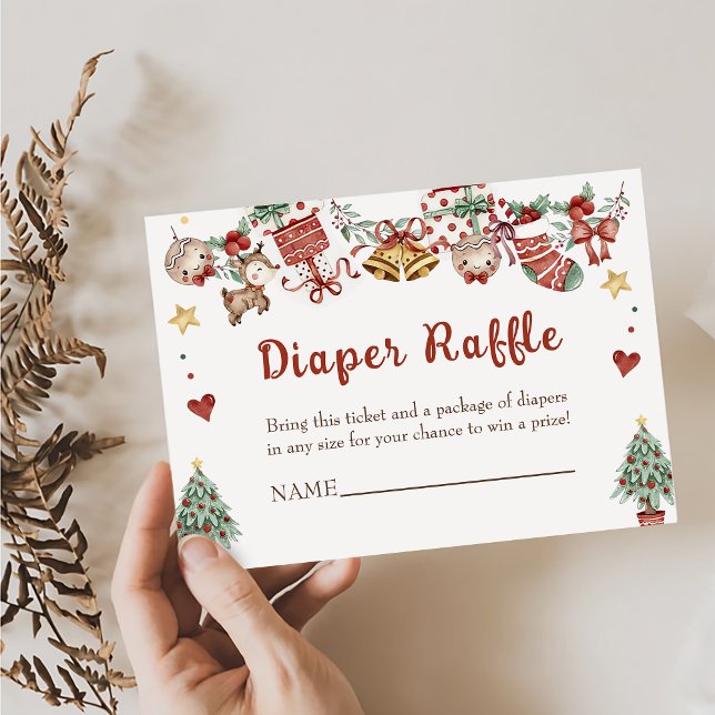 Santa Baby Christmas Baby Shower Diaper Raffle  Enclosure Card (Creator Uploaded)