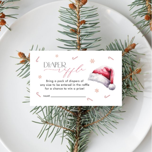 Santa Baby Christmas Baby Shower Diaper Raffle Enclosure Card (Creator Uploaded)