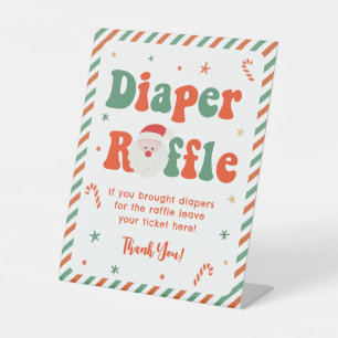 Santa Baby Christmas Baby Shower Diaper Raffle  Pedestal Sign