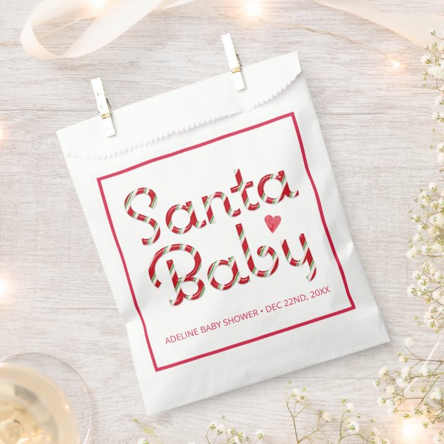 Santa Baby Christmas Baby Shower Favour Bag (Clipped)