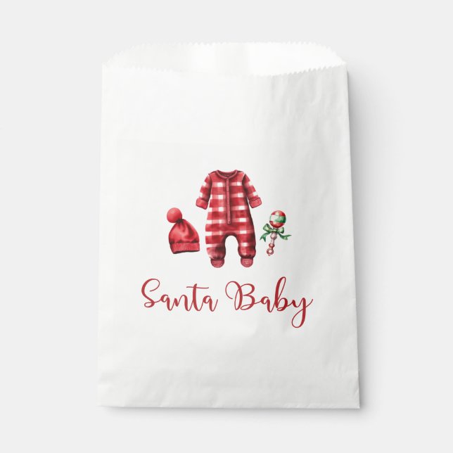 Santa Baby Christmas Baby Shower Favour Bags (Front)