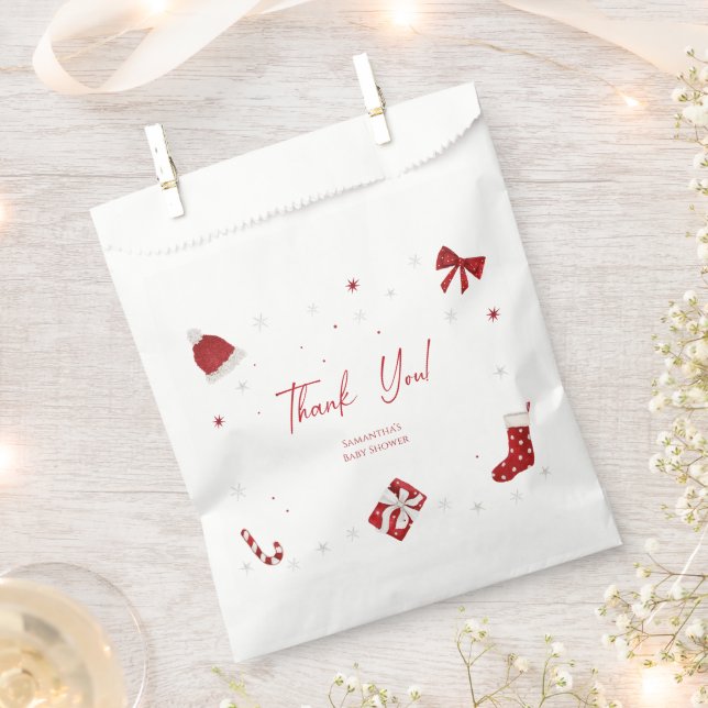 Santa Baby Christmas Baby Shower Favour Bags (Clipped)