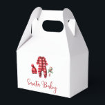 Santa Baby Christmas Baby Shower Favour Box<br><div class="desc">Santa Baby Christmas themed baby shower with baby clothes and black buffalo plaid.</div>
