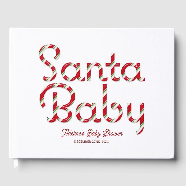 Santa Baby Christmas Baby Shower Guest Book (Front)