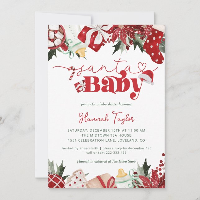 Santa Baby Christmas Baby Shower Invitation (Front)