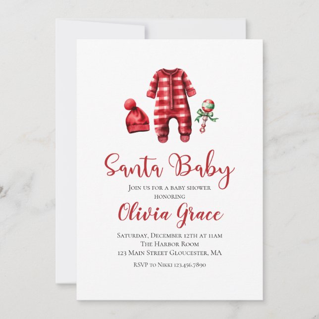 Santa Baby Christmas Baby Shower Invitation (Front)