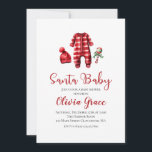 Santa Baby Christmas Baby Shower Invitation<br><div class="desc">Santa Baby Christmas themed baby shower with baby clothes and black buffalo plaid.</div>
