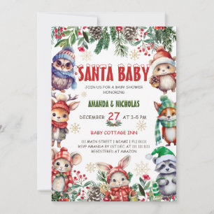 Santa Baby Christmas Baby Shower Invitation