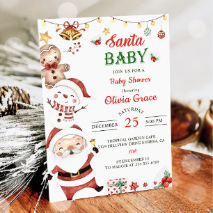 Santa Baby Christmas Baby Shower Invitation