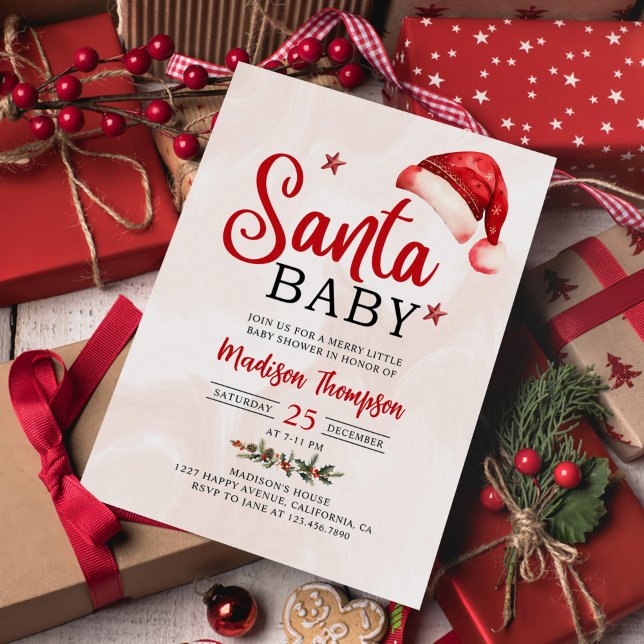 Santa Baby Christmas Baby Shower Invitation (Creator Uploaded)