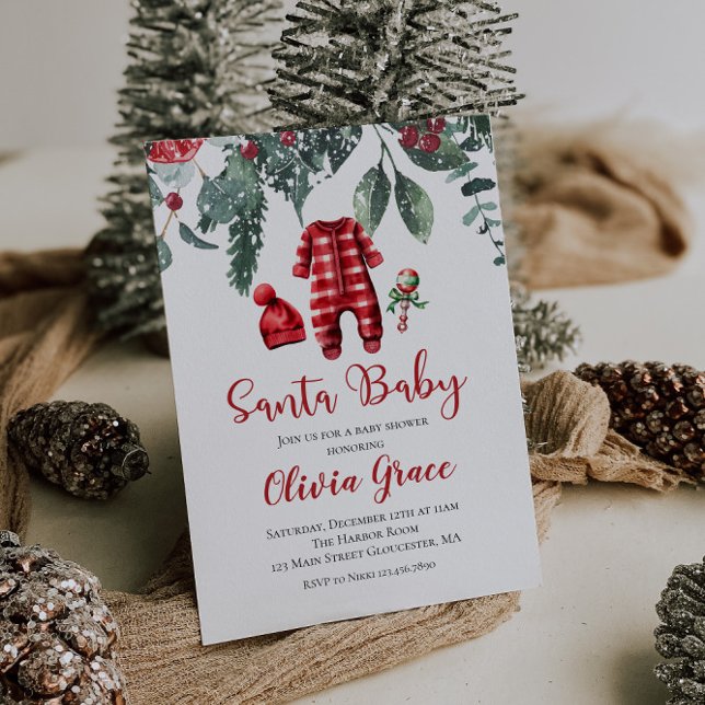 Santa Baby Christmas Baby Shower Invitation (Creator Uploaded)