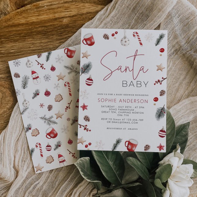 Santa Baby Christmas Baby Shower Invitation (Creator Uploaded)