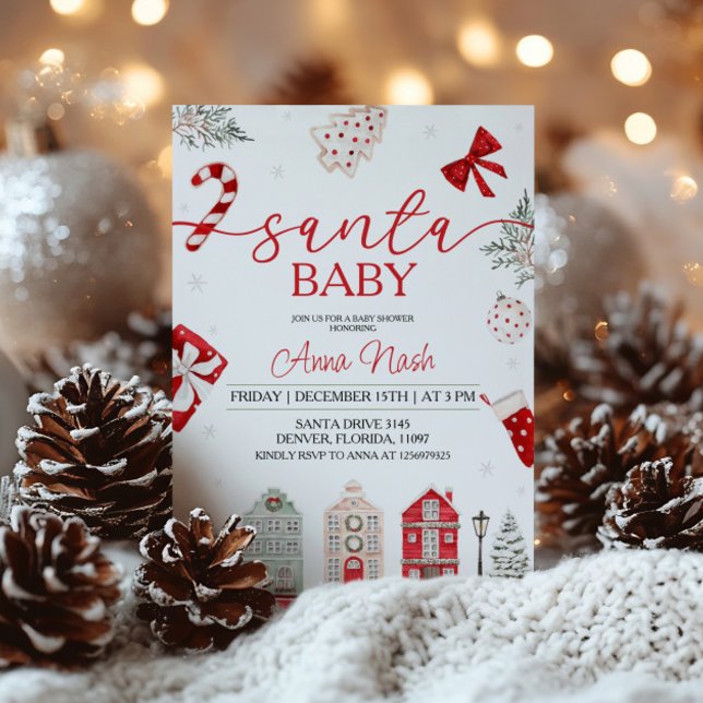 Santa Baby Christmas Baby Shower Invitation (Creator Uploaded)