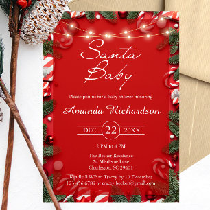 Santa Baby Christmas Baby Shower Invitation