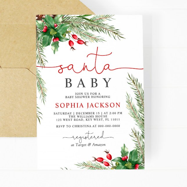 Santa Baby Christmas Baby Shower Invitation (Creator Uploaded)