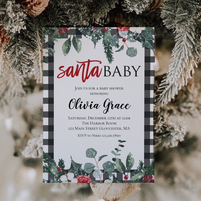 Santa Baby Christmas Baby Shower Invitation (Creator Uploaded)