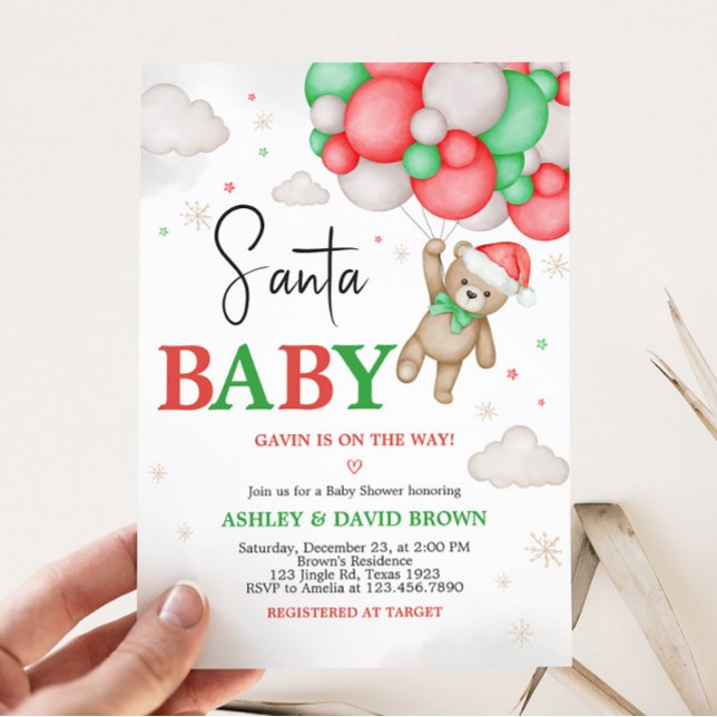 Santa Baby Christmas Baby Shower  Invitation (Christmas Santa Baby Shower Invitation)