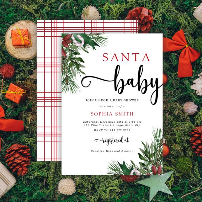 Santa baby christmas baby shower Invitation (Creator Uploaded)