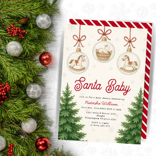 Santa Baby Christmas Baby Shower  Invitation