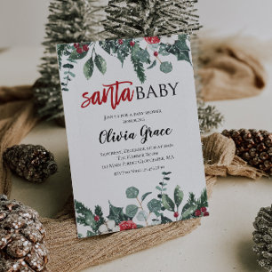 Santa Baby Christmas Baby Shower Invitation 2