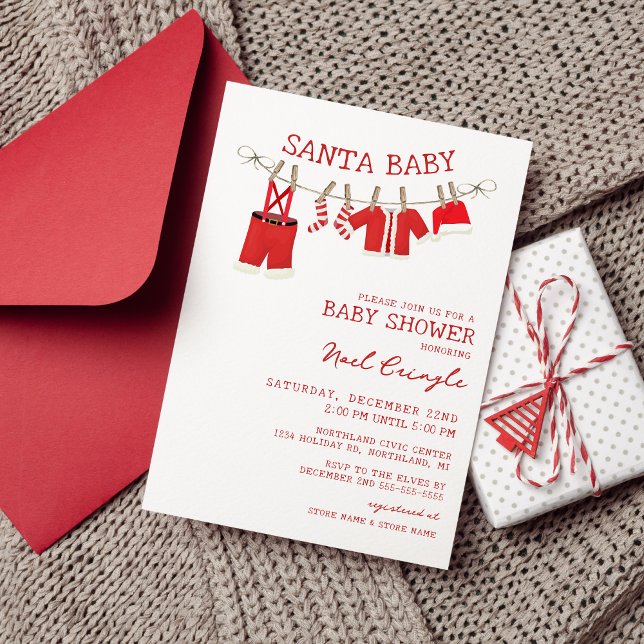 Santa Baby Christmas Baby Shower Invitations (Creator Uploaded)