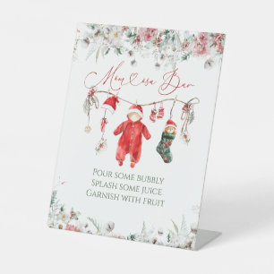 Santa Baby Christmas Baby Shower Mum-osa Bar Pedestal Sign