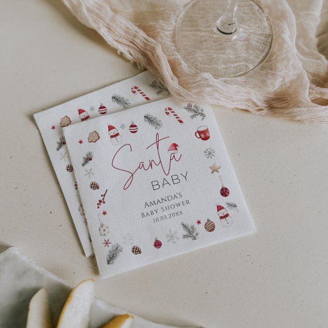 Santa Baby Christmas Baby Shower Napkin (Creator Uploaded)