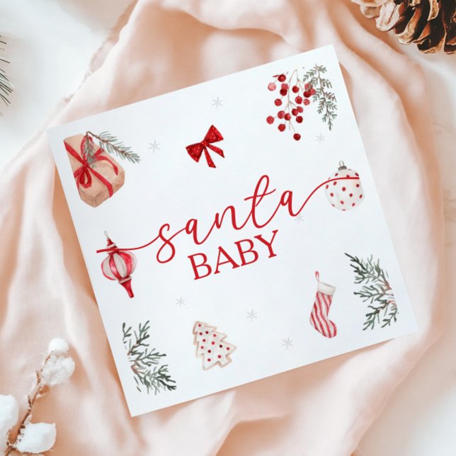 Santa Baby Christmas Baby Shower Napkin (Creator Uploaded)