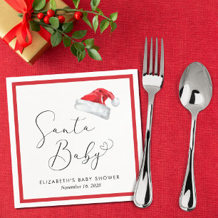 Santa Baby Christmas Baby Shower Napkin