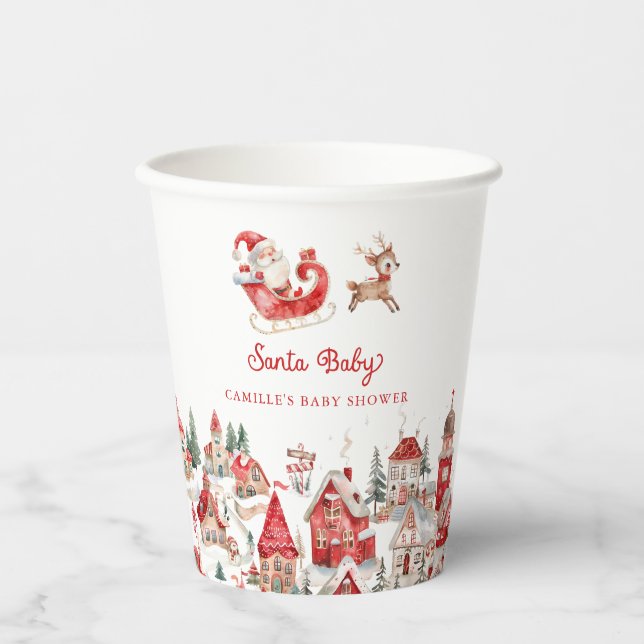Santa Baby Christmas Baby Shower Paper cup (Front)