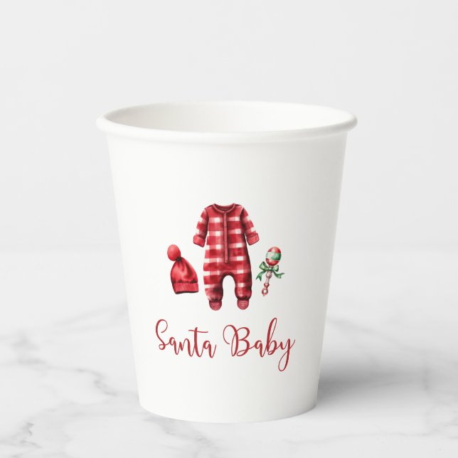 Santa Baby Christmas Baby Shower Paper Cups (Front)