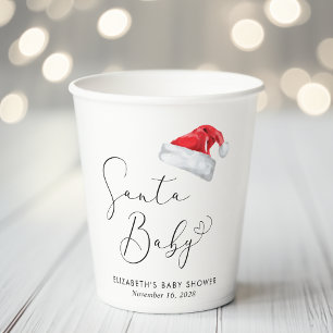 Santa Baby Christmas Baby Shower Paper Cups