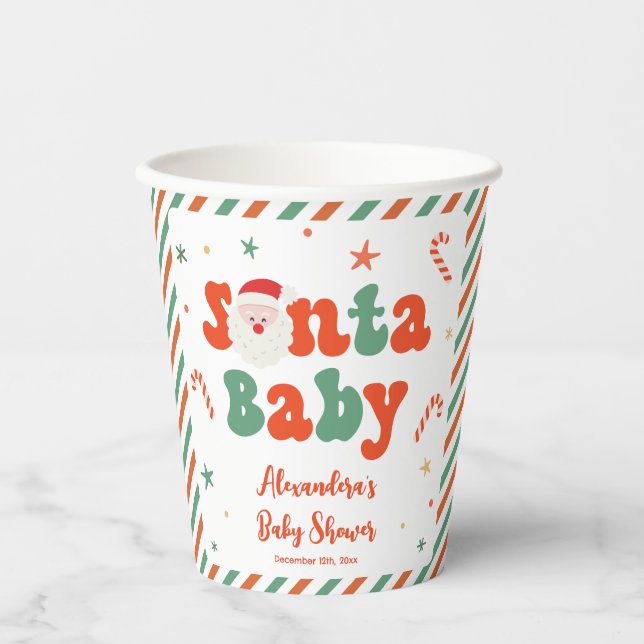 Santa Baby Christmas Baby Shower Paper Cups (Front)