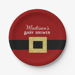Santa Baby Christmas Baby Shower  Paper Plate