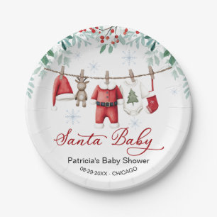 Santa Baby Christmas Baby Shower Paper Plate