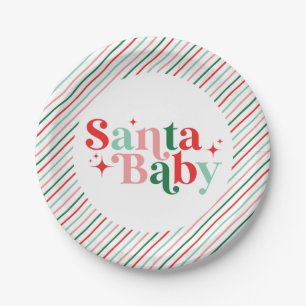 Santa Baby christmas baby shower Paper Plate