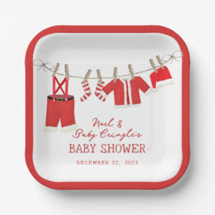 Santa Baby Christmas Baby Shower Paper Plate