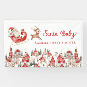 Santa Baby Christmas Baby Shower Party Banner