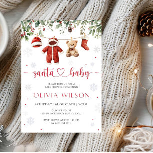 Santa Baby Christmas Baby Shower Party Invitation